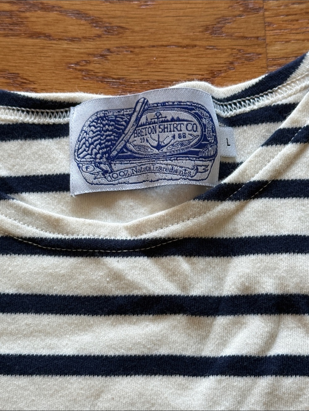 Cream & Navy Stripe Long Sleeve Top